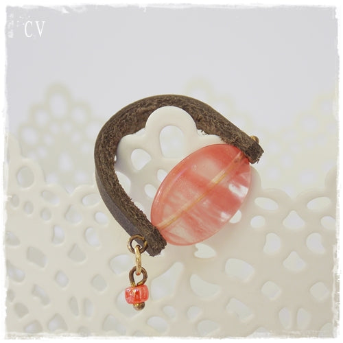 Beaded Leather Ring
