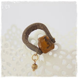Raw Tiger's Eye Leather Ring