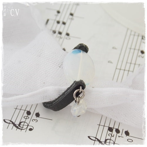 Moonstone Leather Ring