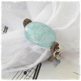 Aquamarine Stone Leather Ring