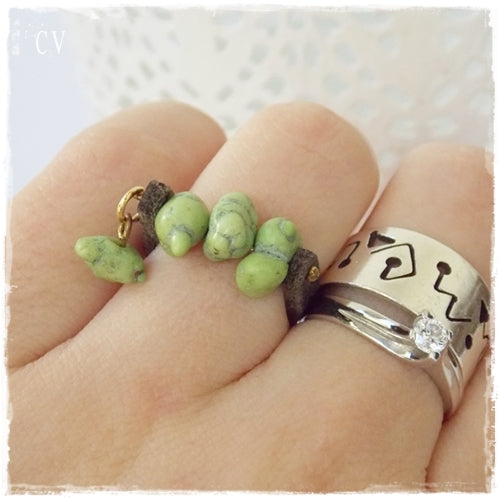 Beaded Howliete Leather Ring