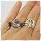Chunky Abalone Sea Shell Leather Ring