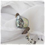Iridescent Grey Abalone Leather Ring