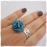 Handmade Polymer Clay Aquamarine Ring