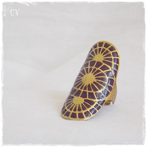 Dark Purple Statement Brass Ring