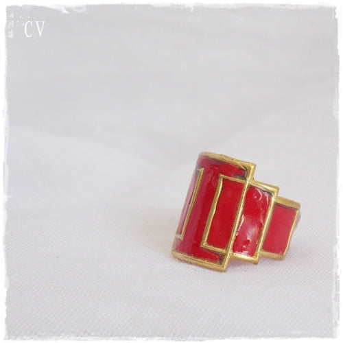 Geometric Brass Knuckle Ring
