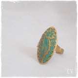 Cabochon Turquoise Brass Ring