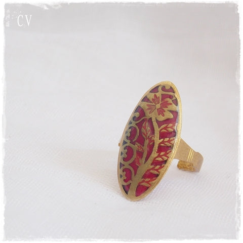 Red Vintage Brass Ring