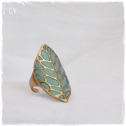 Large Brass Leaf Ring