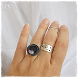 Round Multi-Layer Amethyst Leather Ring