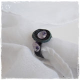Beaded Gothic Leather Ring Band