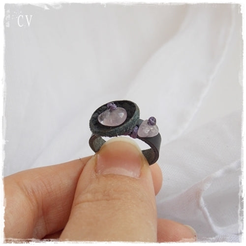 3rd Anniversary Black Leather Ring
