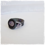 Gemstone Goth Black Leather Ring