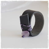 Gothic Black Leather Ring Band