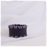 Stitched Black Leather Ring Band
