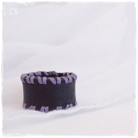 Gothic Black Leather Ring