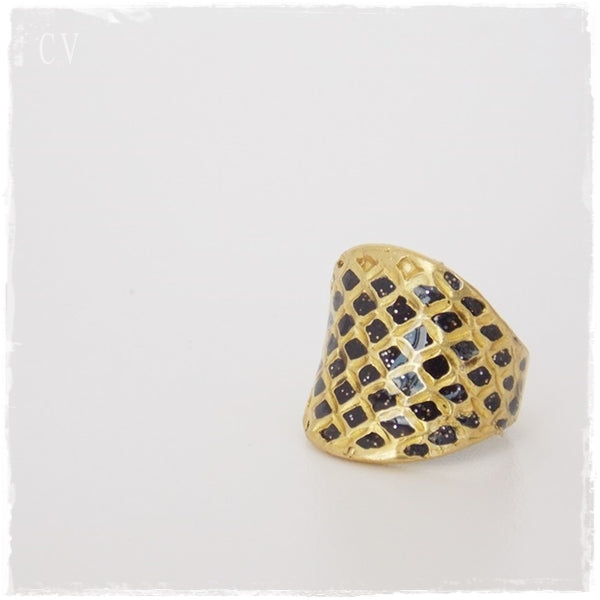 Geometric Polymer Clay Brass Ring