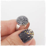 Silver Moon Polymer Clay Ring