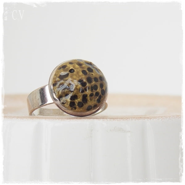 Gold Moon Polymer Clay Ring