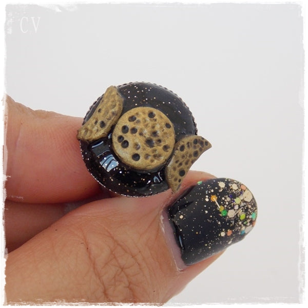 Moon Phase Polymer Clay Ring