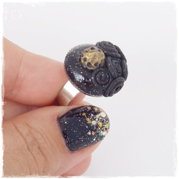 Full Moon Polymer Clay Ring