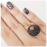 Gold Full Moon Polymer Clay Ring