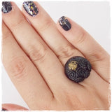 Moon Planet Polymer Clay Ring