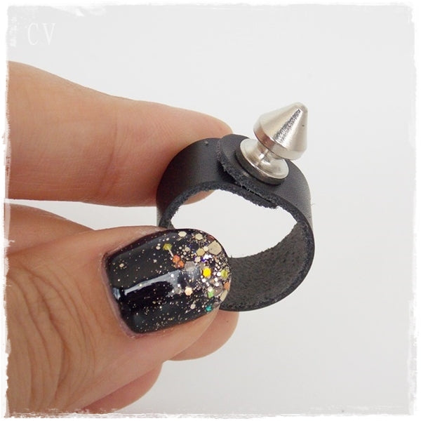 Spike Gothic Leather Ring