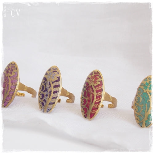 Vintage Brass Cabochon Rings