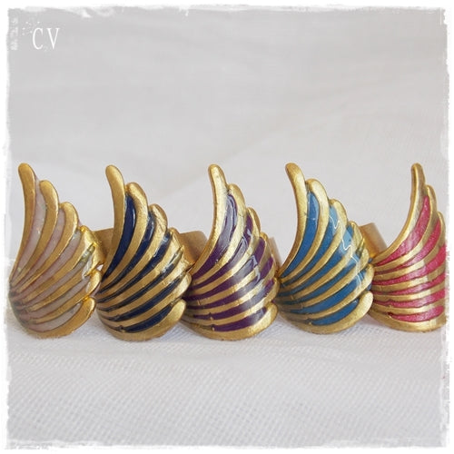 Rainbow Polymer Clay Wing Rings