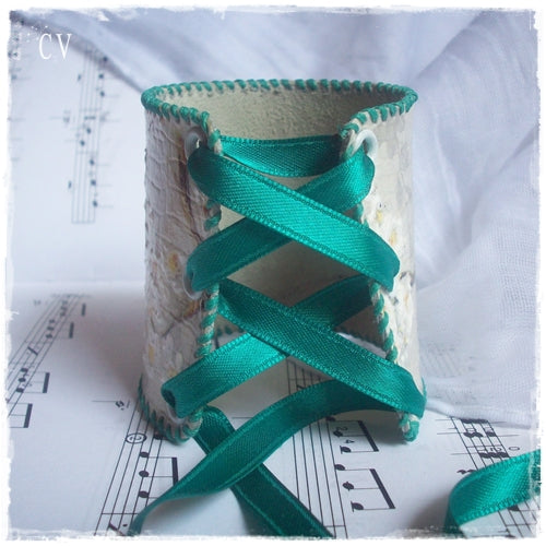 Corset Closure Leather Cuff Bracelet