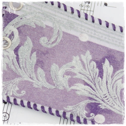Winter Paisley Leather Cuff Bracelet with Corset Closure