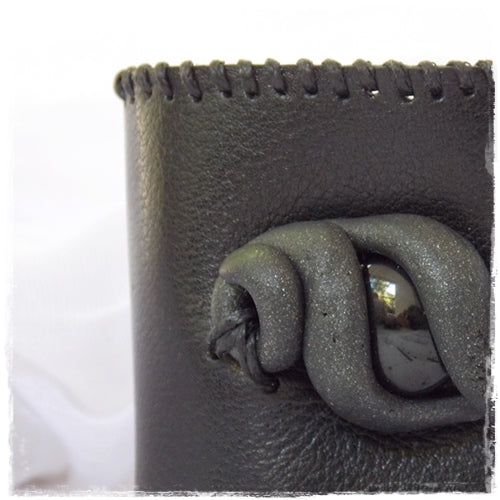Dragon Eye Black Leather Cuff