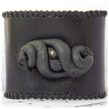 Artistic Drow Black Leather Cuff Bracelet 