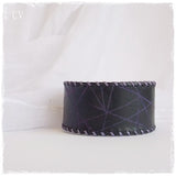 Stitched Black Leather Cuff Bracelet