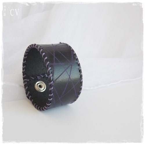 Unisex Black Rocker Leather Wristband