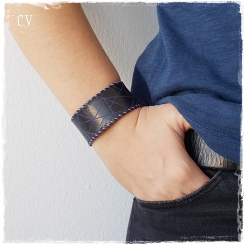 Goth Lolita Geometric Leather Cuff Bracelet