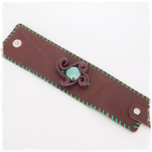 Wide Woodland Polymer Clay Cuff Bracelet