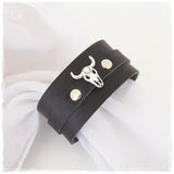 Wide Black Bull Skull Bracelet